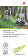 Titelblatt, Waldbesucher auf dem Fahrrad und mit Kinderwagen begegnen sich