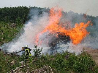 Feuerwehr beim Löschen eines Waldbrandes